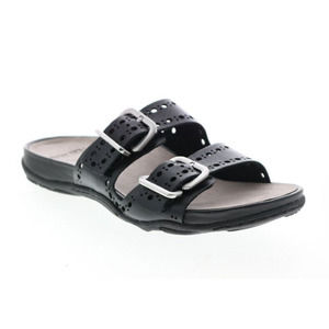 Earth Womens Sand Havana Leather Strap Slide Sandals -- Black 6.5M NEW